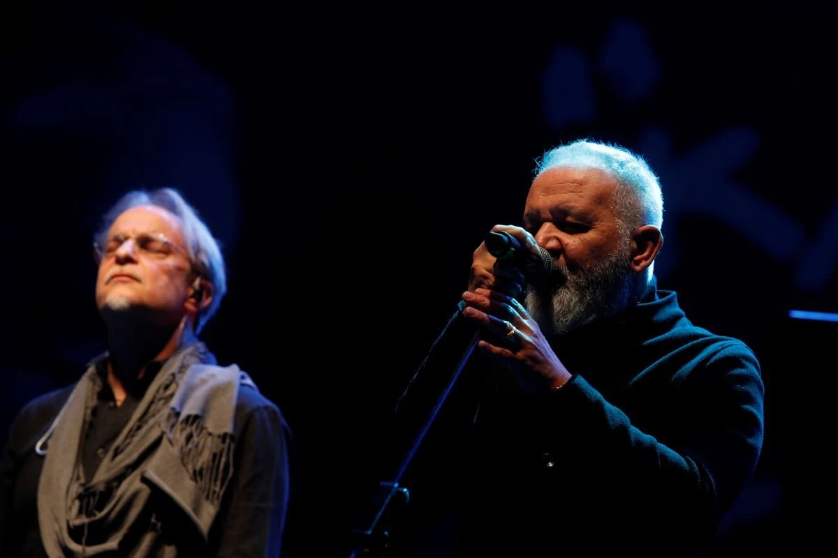 Μ. Πασχαλίδης και&nbsp;Χρήστος Θηβαίος στη σκηνή του ΣΕΦ