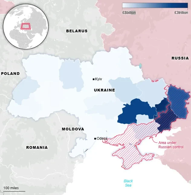 Χάρτης με την τοποθεσία των σπάνιων Ουκρανικών ορυκτών -Φωτογραφία: Forbes Ukraine&nbsp;