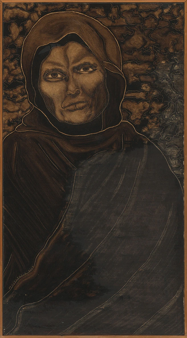 Σούλα Πιτέρη, Η Φραγκογιαννού, 1977, λάδι, 118,5x65 εκ. Συλλογή Σούλας Πιτέρη