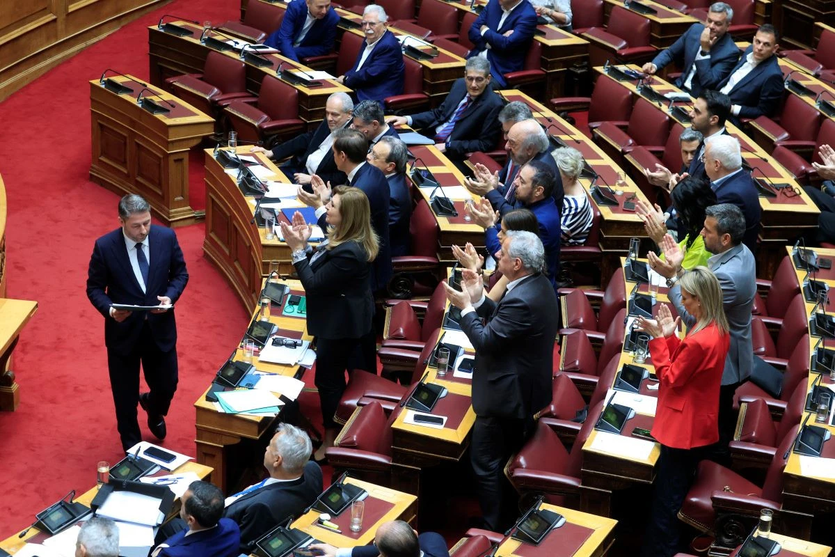 Ο Νίκος Ανδρουλάκης στην σημερινή συνεδρίαση - ΦΩΤΟ: eurokinissi