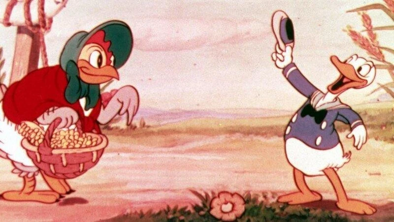 Ο Ντόναλντ Ντακ στην πρώτη του εμφάνιση στο «The Wise Little Hen» το 1934. Πηγή φωτ: Disney Archives