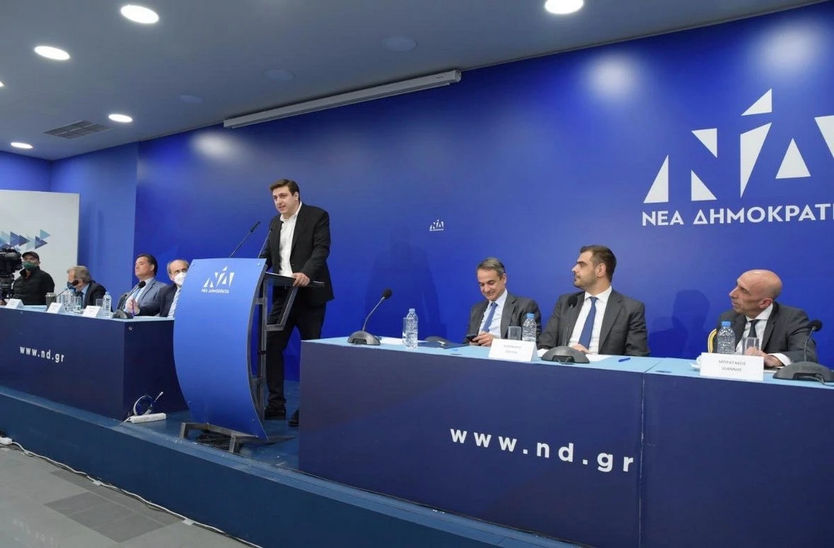 Στο βήμα της Πολιτικής Επιτροπής της ΝΔ το 2022.
