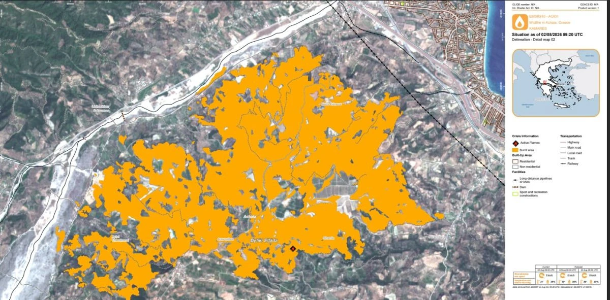 Χάρτης από την υπηρεσία Copernicus