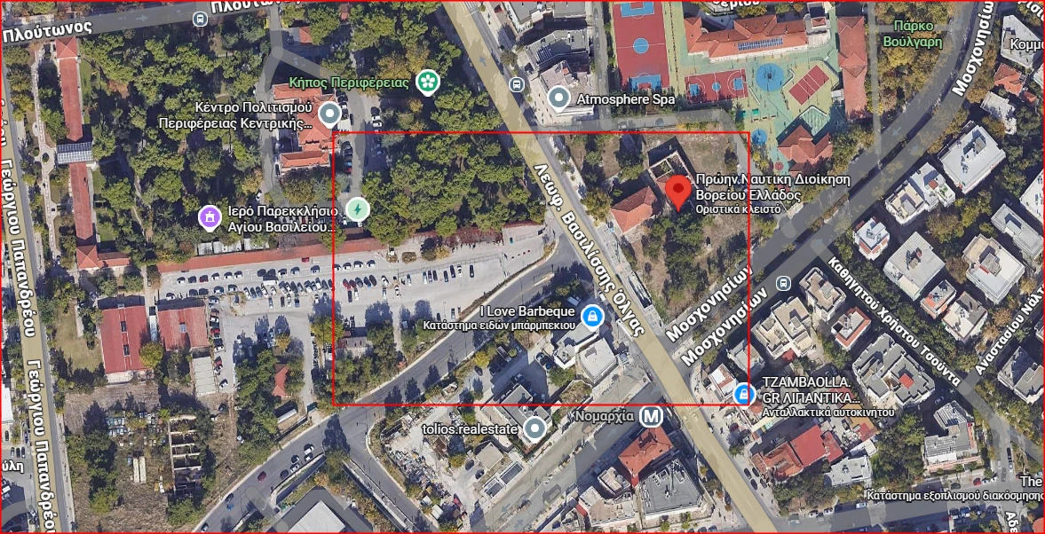 Στο κόκκινο πλαίσιο τα δύο οικόπεδα