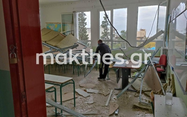 «Επίθεση» του ΚΚΕ σε κυβέρνηση και δήμο για την πτώση της ψευδοροφής στο σχολείο της Πυλαίας