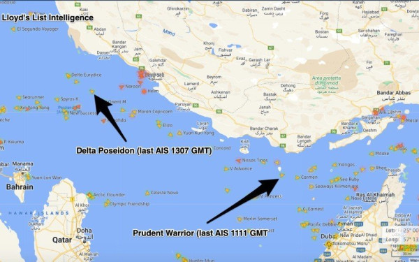 Τις θέσεις των δύο ελληνικών τάνκερ γνωστοποίησε ο ιστότοπος TankerTrackers.com (φωτ.)