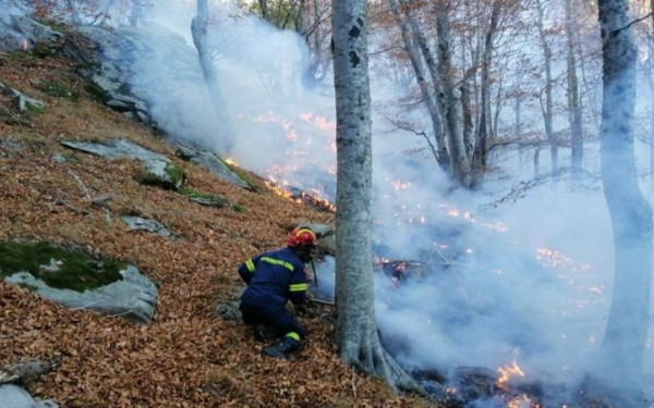 Κατακαίει το δάσος για 17η ημέρα η πυρκαγιά στο Παπίκιο Όρος στη Ροδόπη