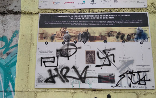 Θεσσαλονίκη: Φασιστικός βανδαλισμός τοιχογραφίας αφιερωμένης στο Ολοκαύτωμα (φωτ.)