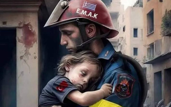 Ένα «κλικ» για... Νόμπελ Ειρήνης: Άνδρας της ΕΜΑΚ σώζει κοριτσάκι στα χαλάσματα της Τουρκίας