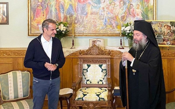 Την ευχή και την ευλογία του μητροπολίτη Ρεθύμνου πήρε ο Κ. Μητσοτάκης (φωτ.)