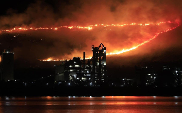 Εκτός ελέγχου μεγάλη πυρκαγιά στην Εύβοια δίπλα σε εργοστάσια (φωτ.)