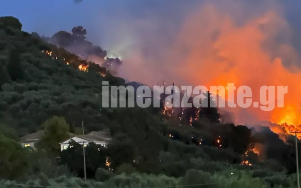 Μεγάλη πυρκαγιά στη Ζάκυνθο - Ολονύχτια μάχη για να σωθούν οι περιουσίες (βίντεο & φωτ.)