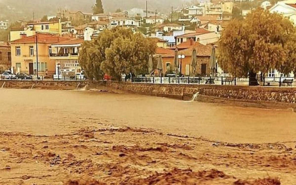 Κακοκαιρία Elias: Η λάσπη έβαψε καφέ τη θάλασσα της Λίμνης Ευβοίας - Δείτε εικόνες