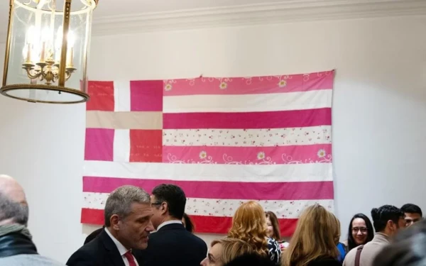 ΗΠΑ: Πολιτική κόντρα για τη ροζ ελληνική σημαία για τη βία κατά των γυναικών - «Κατέβηκε» από έκθεση με εντολή Γεραπετρίτη (βίντεο, φωτ.)