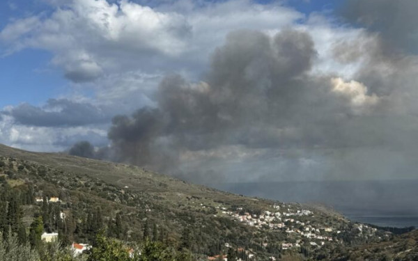 Μεγάλη φωτιά στην Άνδρο με ανέμους 5 - 7 μποφόρ (φωτ.)