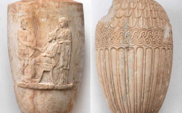 Επαναπατρίστηκαν δύο μαρμάρινα αττικά επιτύμβια αγγεία από την Ελβετία (φωτ.)