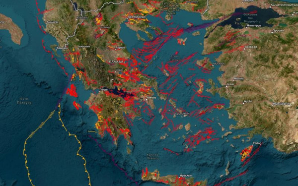 Ο ψηφιακός χάρτης με όλα τα ενεργά σεισμικά ρήγματα της Ελλάδας