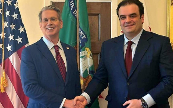 Συνάντηση του Κυριάκου Πιερρακάκη με τον υπουργό Οικονομικών των ΗΠΑ Σκοτ Μπέσεντ στην Ουάσιγκτον