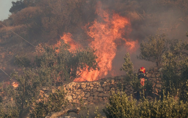 Φωτιά στο Κιλκίς: Δύσκολη νύχτα με ισχυρούς ανέμους - Δεν απειλούνται σπίτια