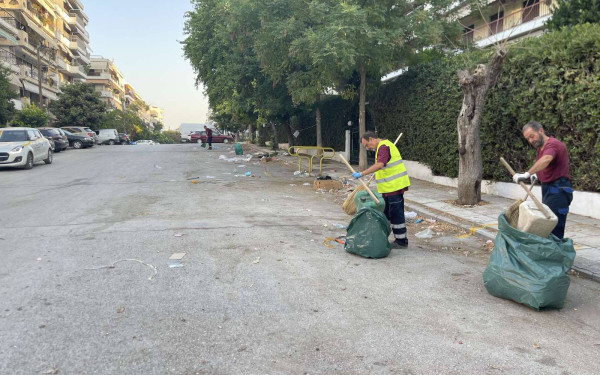 Καλαμαριά: Καθαρισμός εξπρές μετά το πανηγύρι της Αγ. Παρασκευής στη Νέα Κρήνη