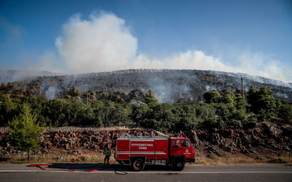 Βελτιωμένη η εικόνα της φωτιάς στην Οινόη - Μάχη με τον χρόνο δίνουν 29 εναέρια
