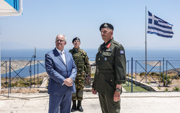 Ο Κωνσταντίνος Τασούλας, στο επιτηρητικό φυλάκιο Αγαθονησίου