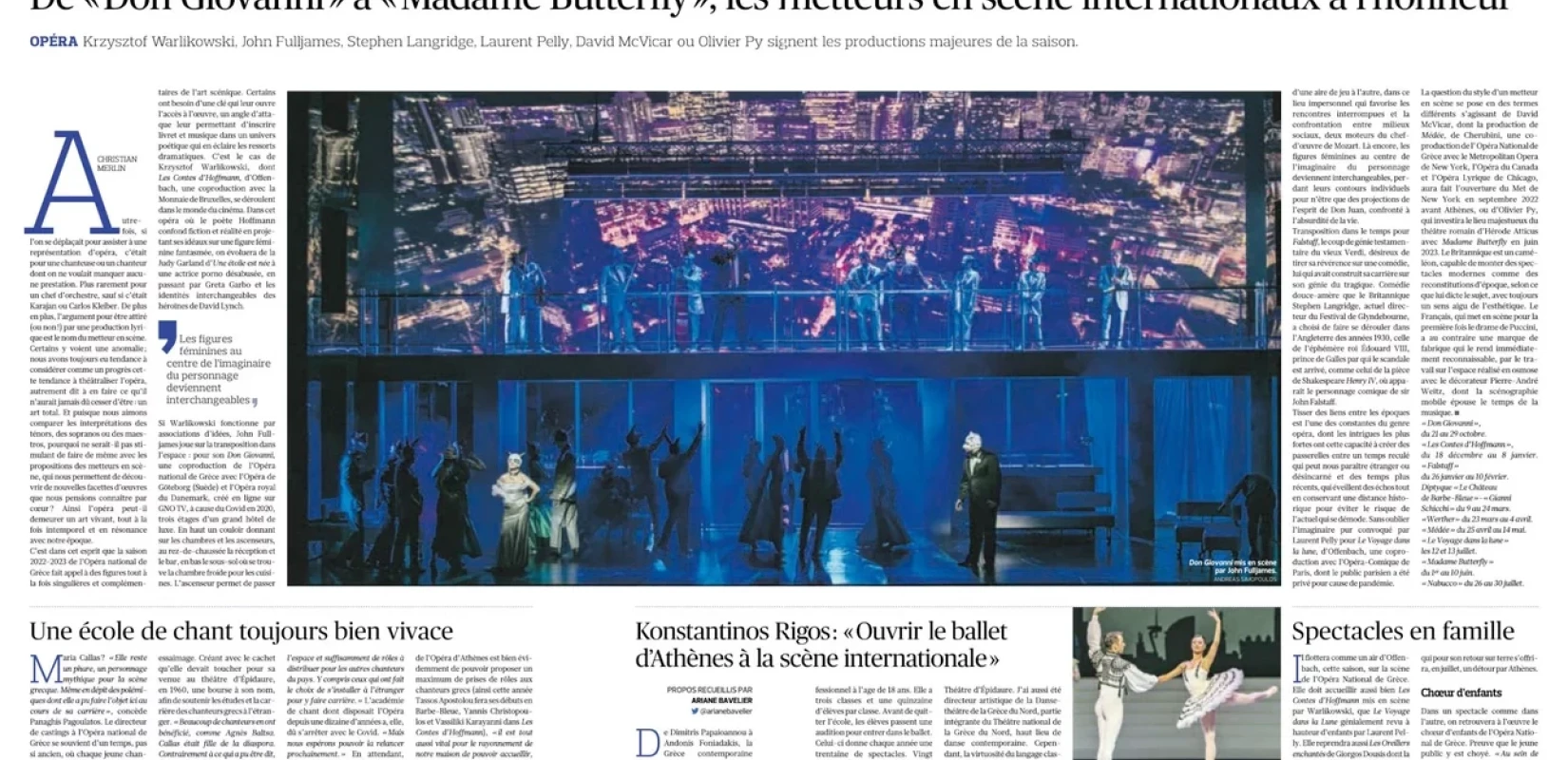 Le Figaro για την Εθνική Λυρική Σκηνή: «Η Αθήνα βάζει πλώρη για την όπερα του μέλλοντος»