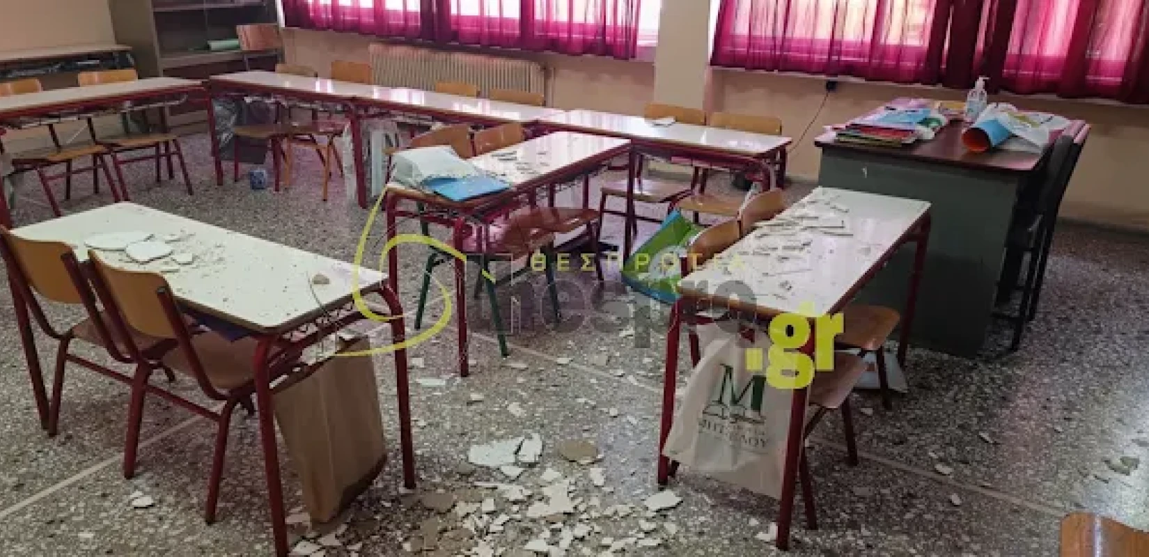 Ηγουμενίτσα: Έπεσαν σοβάδες μέσα σε σχολική αίθουσα - Δείτε βίντεο