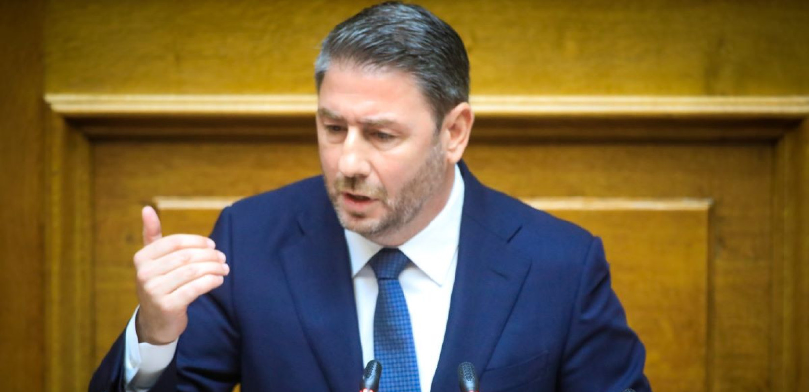 Ο Νίκος Ανδρουλάκης σήμερα από το βήμα της Βουλής - ΦΩΤΟ: eurokinissi