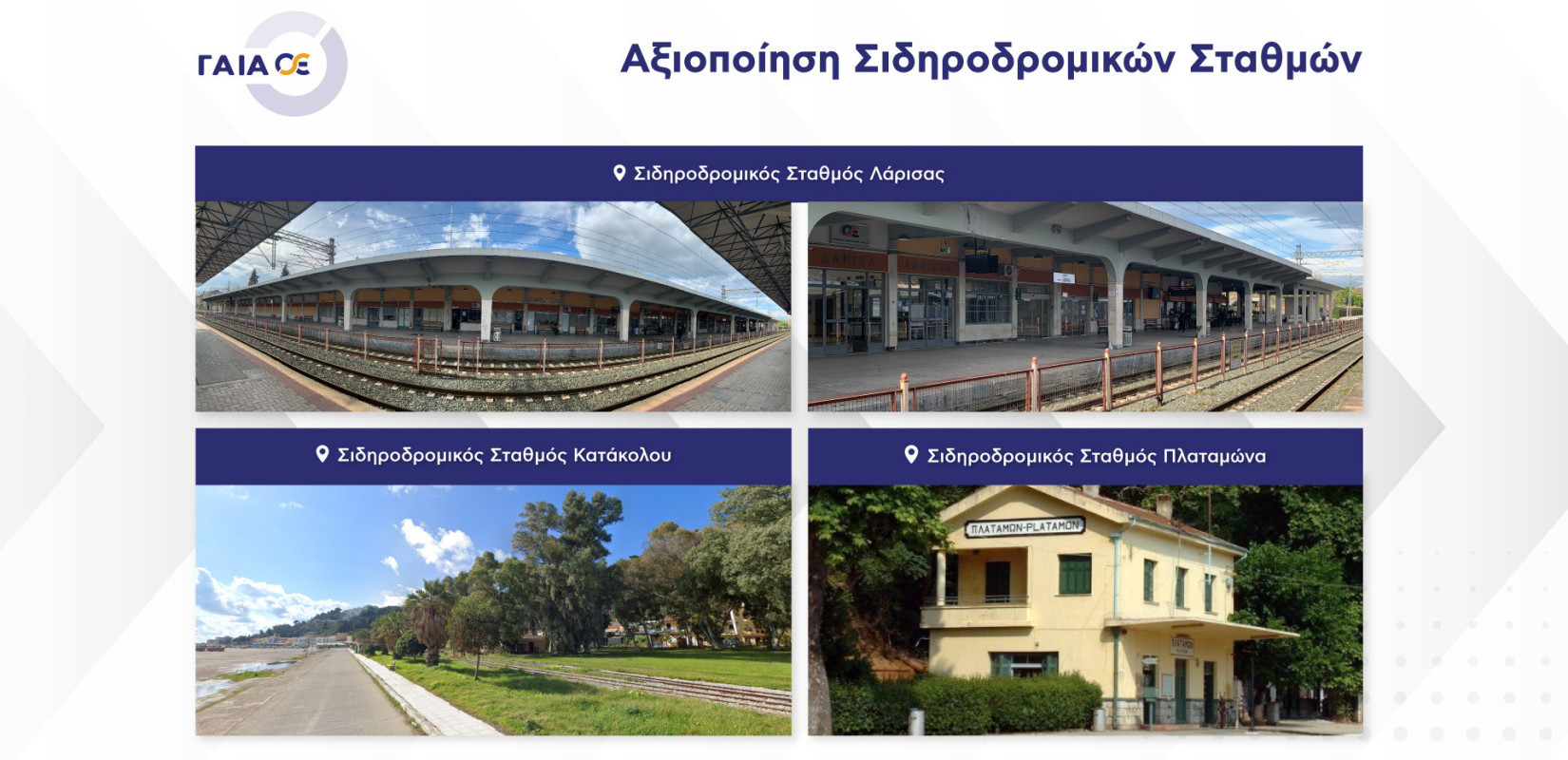 ΓΑΙΑΟΣΕ: Σε τροχιά επενδυτικής αξιοποίησης οι σιδηροδρομικοί σταθμοί Λάρισας, Πλαταμώνα και Κατάκολου