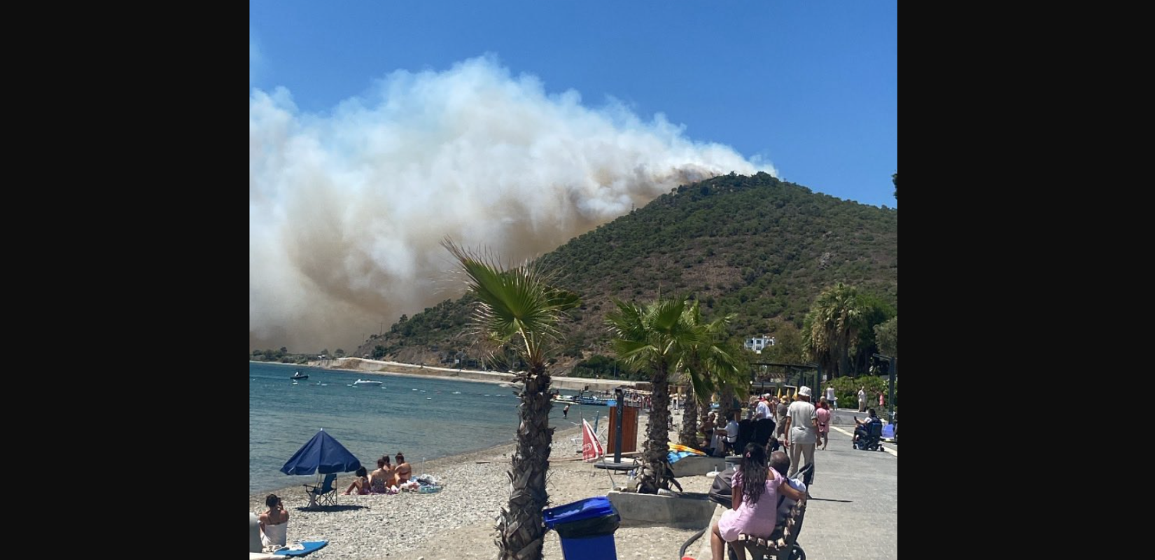Μυτιλήνη: Πυκνός καπνός από τη μεγάλη δασική πυρκαγιά στο όρος Κόζακ της Τουρκίας (βίντεο)