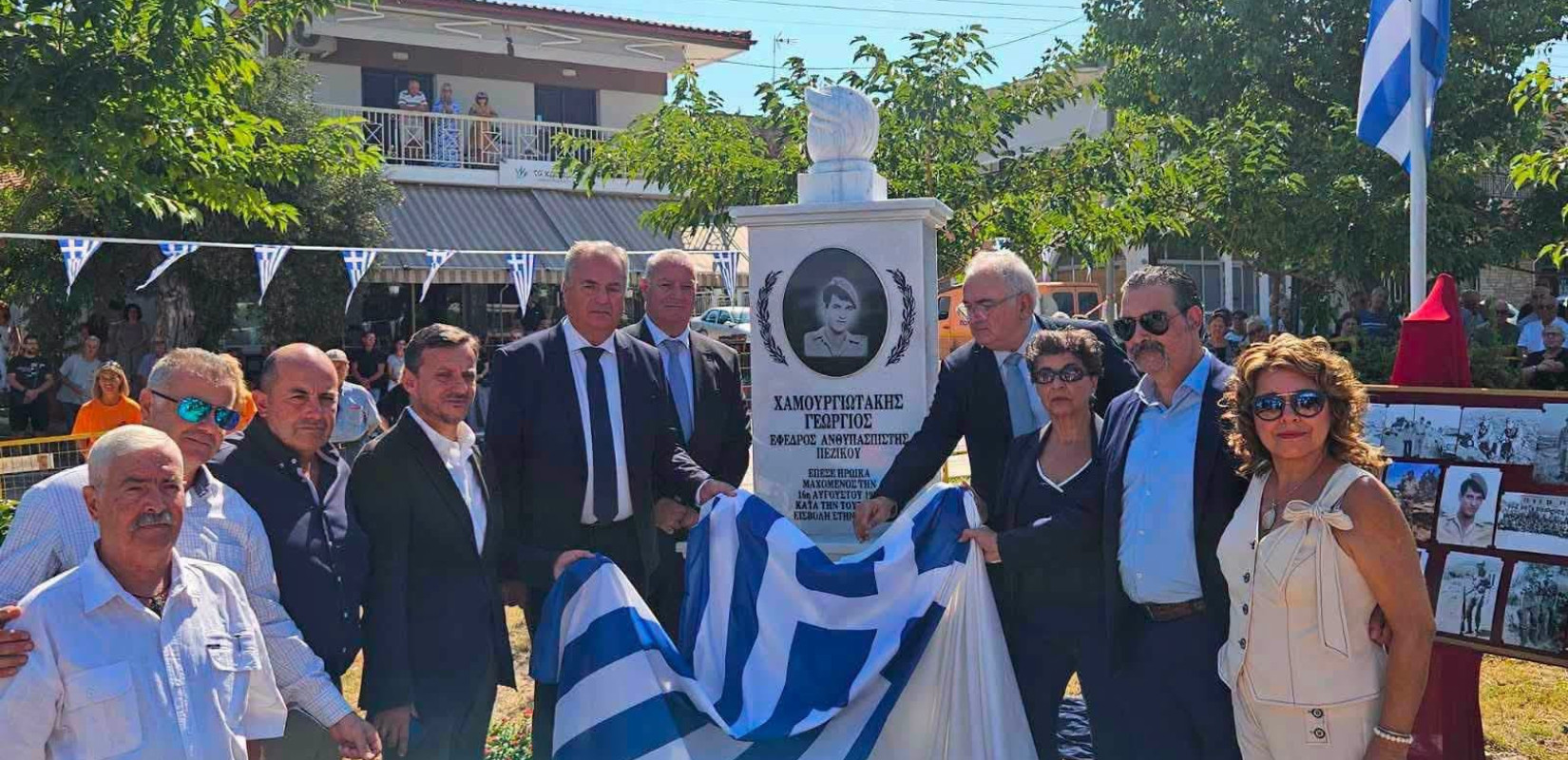 Νέα Ποτίδαια: Αποκαλυπτήρια του μνημείου του ήρωα της ΕΛΔΥΚ, Γεωργίου Χαμουργιωτάκη
