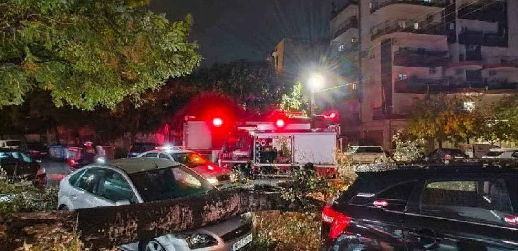 Θεσσαλονίκη: Δέντρο έπεσε πάνω σε δύο οχήματα - Επιχείρηση της Πυροσβεστικής για την απομάκρυνση του