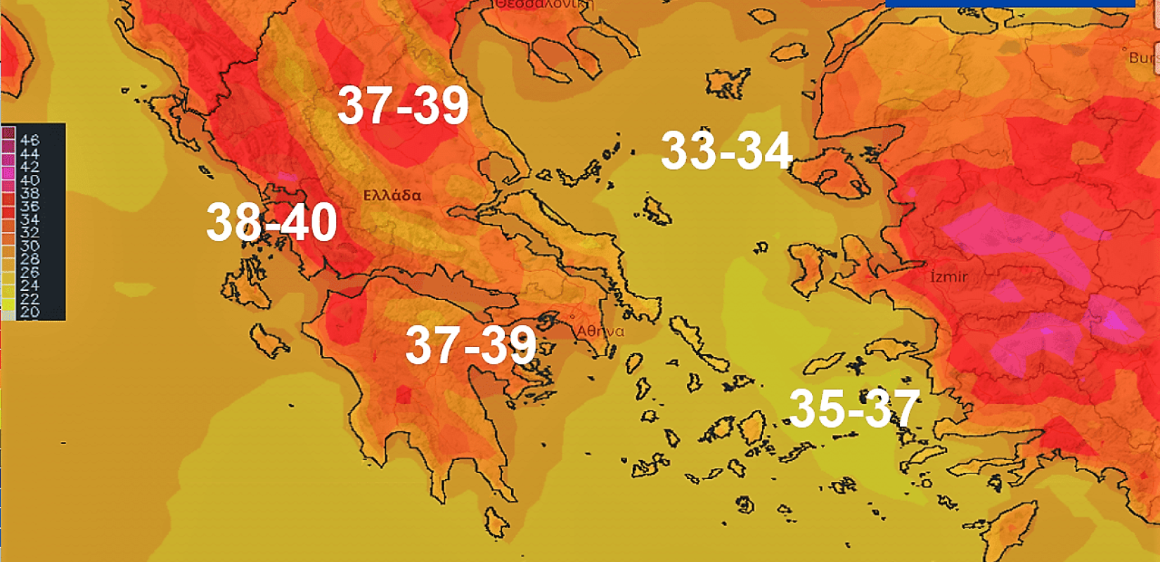 Ο καιρός της Τρίτης, 13 Αυγούστου 2019