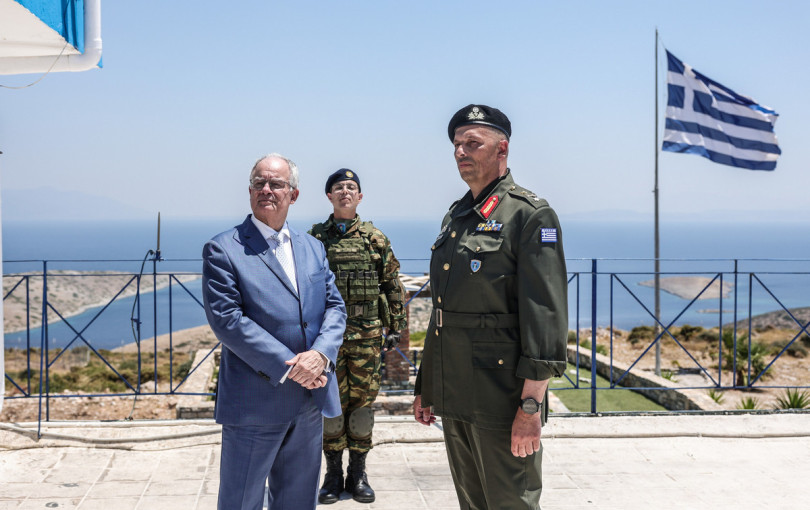 Ο Κωνσταντίνος Τασούλας, στο επιτηρητικό φυλάκιο Αγαθονησίου