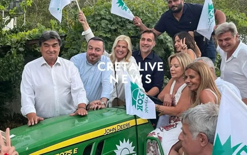 Ρακές, κόρνες και... πράσινα τρακτέρ στην Κρήτη για τα 52 χρόνια του ΠΑΣΟΚ (βίντεο)